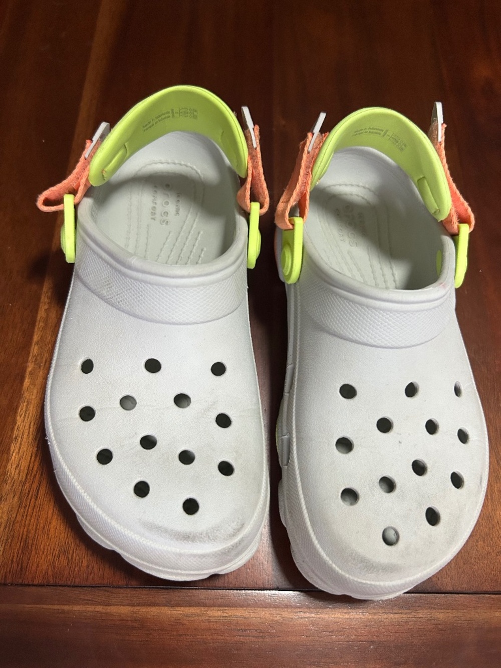 Crocs Kids Classic All-Terrain Clogs Size J3 | White Neon Lime Orange Adjustable